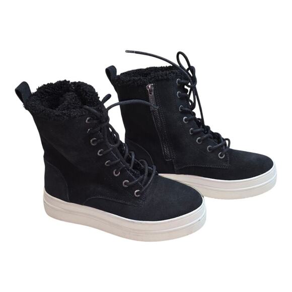 J Slides Torrie Waterproof Suede Platform Boot Women's Size 6 Black Fur Lined - Picture 7 of 11